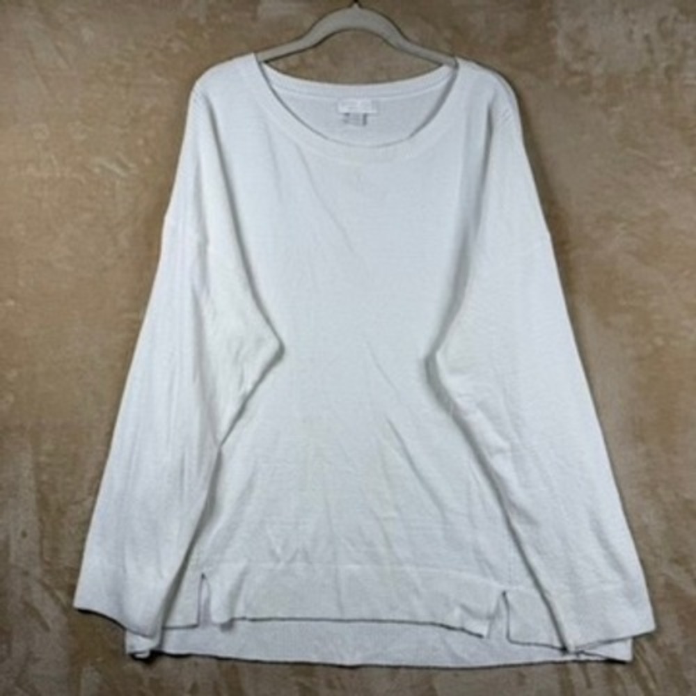 Barefoot Dreams Women 3x CozyChic Ultra Lite White Knit Sweater Coastal Grandma